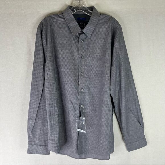 Joseph Abbound Button Down Shirt Men’s Gray Black Polka Dot Slim Fit Long Sleeve - Picture 2 of 8